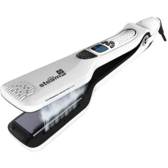 Fer à lisser vapeur professionnel lisseur vapeur cheveux en avec affichage LCD avec 5 trous de pulvérisationanti-brûlur .