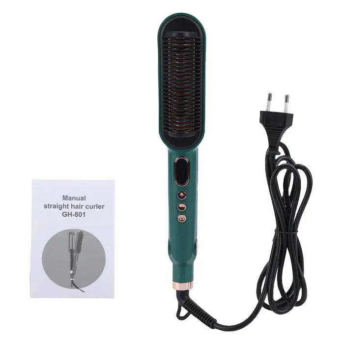 Fer à onduler 2-en-1 – Nosheir – Ecran LCD 5 températures – Cheveux ondulés et lisses – Voyage universel 110-240V vert