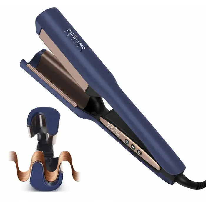 Fer à Onduler Deep Waves 25 mm Mermaid Waves PARWIN PRO BEAUTY Fer à Boucler Double Cylindre Beach Waves bleu de Prusse