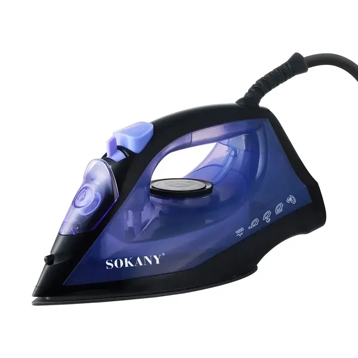 Fer à Repasser à Vapeur 1600W avec Semelle Céramique et Réservoir 190ml Sokany Noir / Bleu