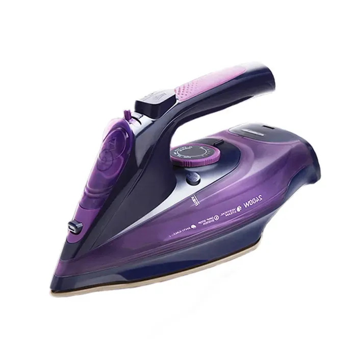 Fer à repasser à vapeur 2400 W 220-240 V réservoir de 360 ml semelle en céramique chauffe rapide système anti-gouttes violet