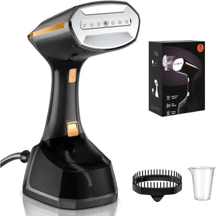 Fer à repasser à vapeur de voyage à main 1800W réservoir 320ml amovible écran LED 3 vitesses anti-rides