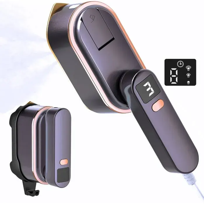 Fer à repasser portable 2 en 1 avec écran LCD défroisseur vapeur puissant 150 ml 3 niveaux de vapeur