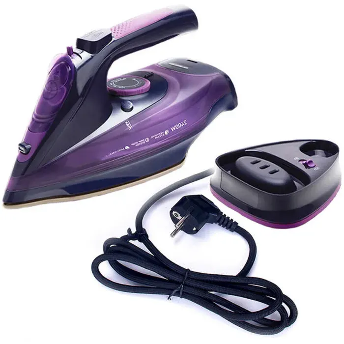 Fer à repasser sans fil - Unbrand - 2400W - 5 vitesses réglables - Semelle en céramique - Anti-gouttes - Anti-calcaire