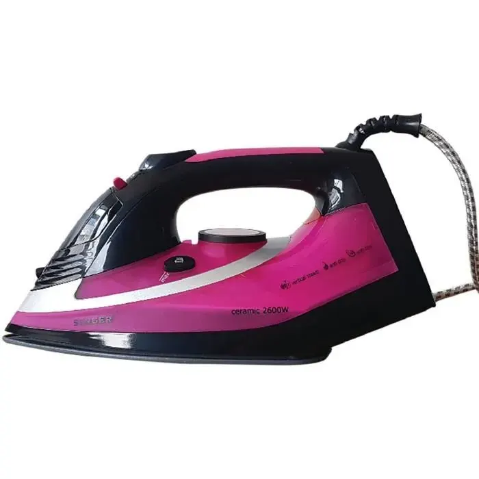 Fer à repasser - SINGER STI-1740 - Anti calcaire - Jet vapeur horizontal et vertical - 2600 W - Semelle acier inoxydable