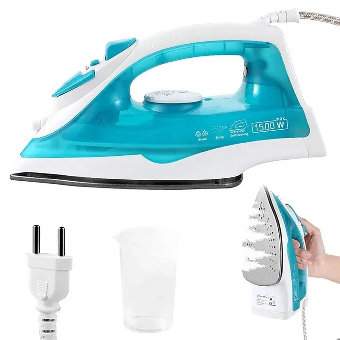 Fer à repasser vapeur 1500 W légercompact semelle en céramiquetension230Vréservoir 230ml5 réglage deauto-nettoyageVert