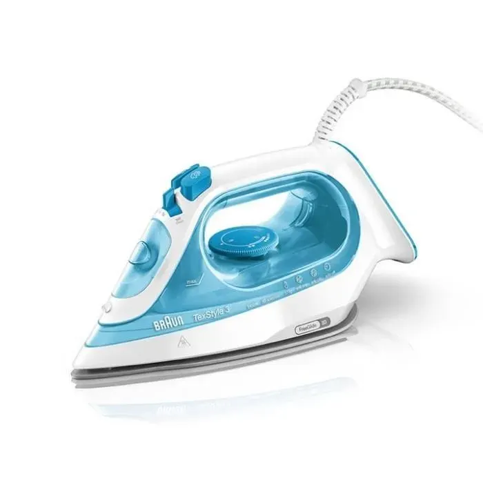 Fer à repasser vapeur Braun TexStyle 3 SI 3053 - Semelle en céramique - 2400 W - Bleu