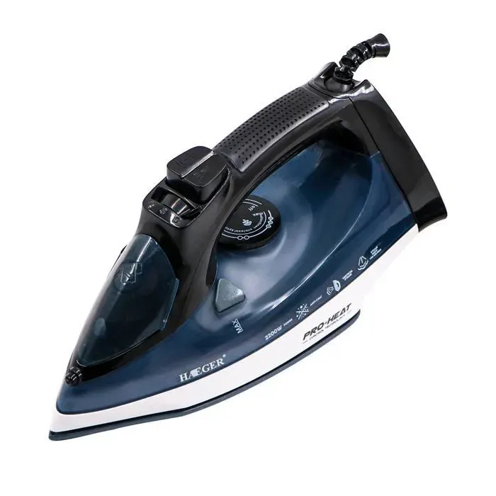Fer à repasser vapeur - HORLOGE - 2200 W - Débit vapeur 45 g/min - Usage humide et sec - Bleu