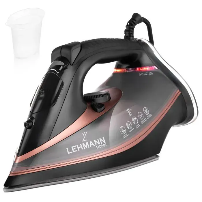 Fer à Repasser Vapeur - Lehmann - Strokkur Golden Rose - 2400 W - Vapeur 25-35 g/min - Noir et Or Rose
