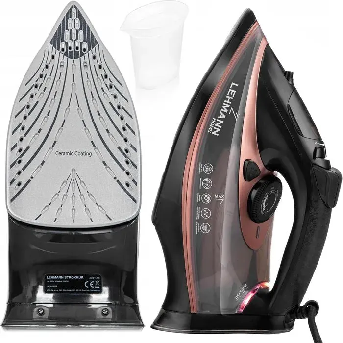 Fer à repasser vapeur noir/or rose - 3000 W - 45 g/min en continu - Pressing jusquà 140 g