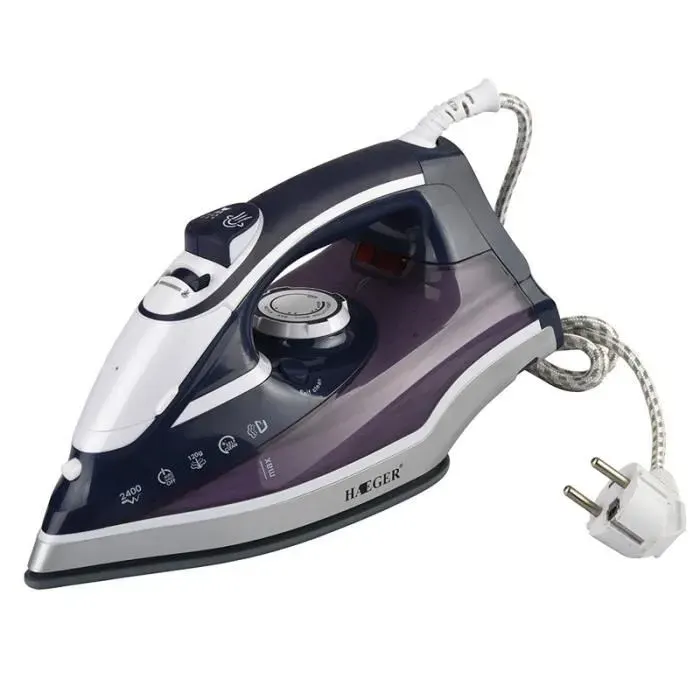 Fer à Repasser Vapeur - Puissant 2400W - Violet - 3 Réglages de Vapeur - Effet Pressing 120g - Anti Adhésif