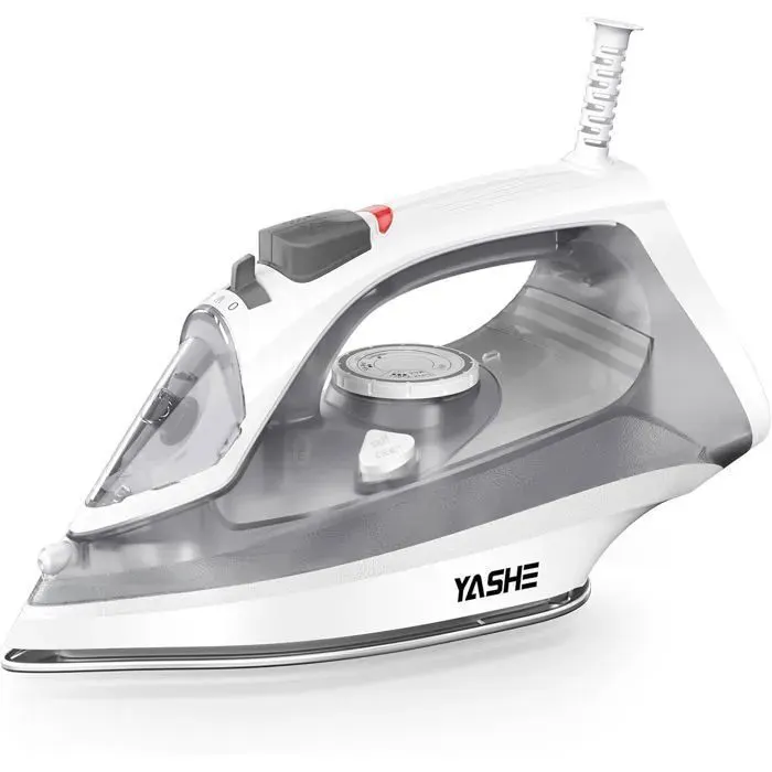 Fer à Repasser Vapeur-YASHEChauffe Rapide Vapeur Puissante Semelle Antiadhésive Réservoir 300 ml Anti-Calcaire & Anti-Goutte