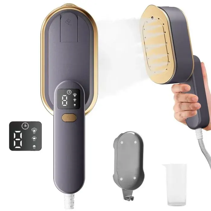 Fer à vapeur de voyage avec écran LCD 10S chauffage rapide 2000 W avec poignée rotative à 180° défroisseur portable