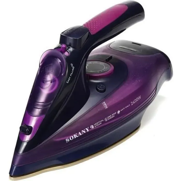 Fer à Vapeur Repasser 2400W Sans fil 5 Vitesse Réglable Anti-goutte Anti-calcaire