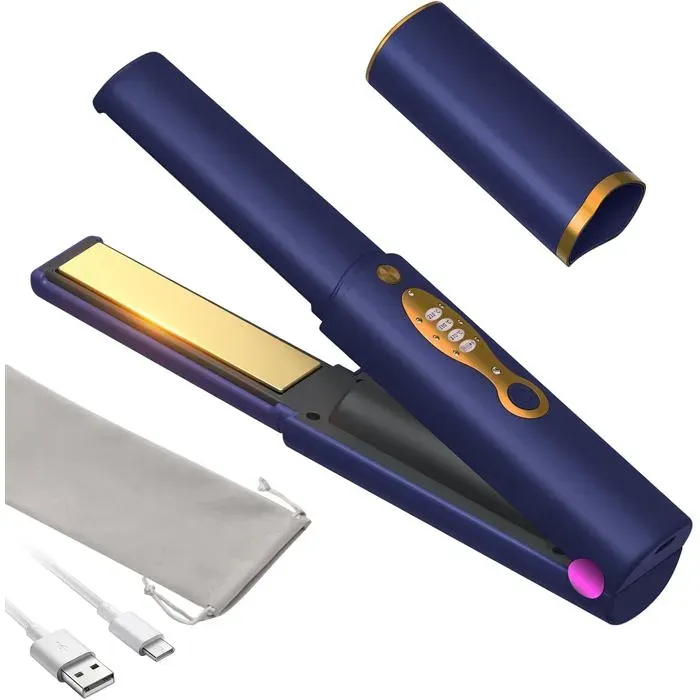 Fers À Lisser Sans Fil Titanium 2 EN 1Lisseur Boucleur Cheveux 5000 mAhLisseur Cheveux de VoyageLisseur Keratin ProtectHair