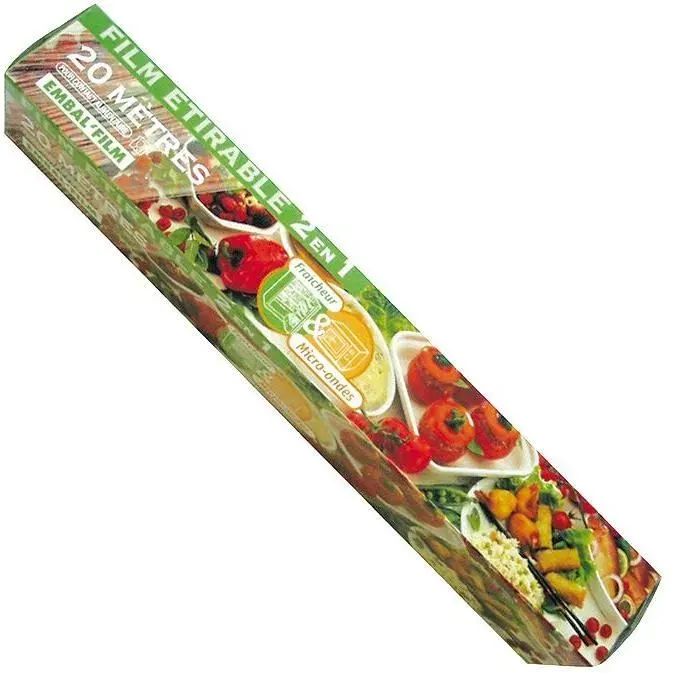 Film étirable 2 en 1 - SCHWEITZER - 20 m - Largeur 29 cm - Compatible micro-ondes - Film alimentaire