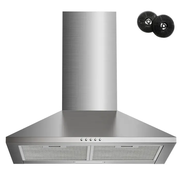 FIREGAS Hotte Aspirante Murale 60cm 308 m³/h Avec LED 3 vitesses Filtres à Charbon Inox