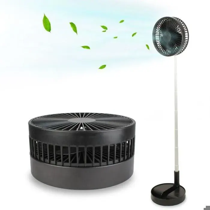 Fishtec – Ventilateur de table sans fil rechargeable 4 vitesses – Niveau sonore 30 dB – Pliable et orientable 180°