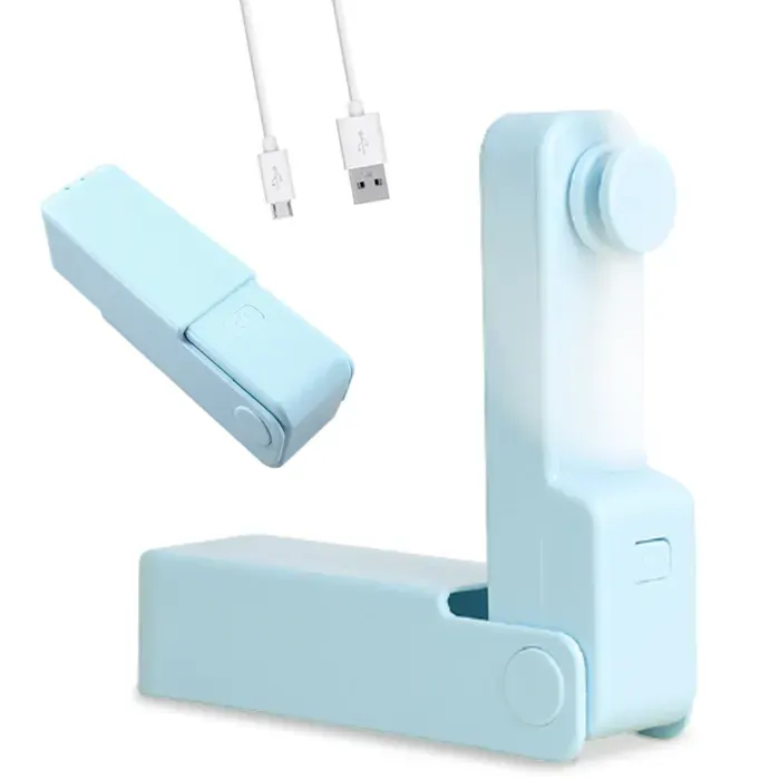 FISHTEC Ventilateur Sans Fil de Poche - Rechargeable 1200 mAh Autonomie 5 h 3 Vitesses Pliant Ultra Compact et Pales Souples