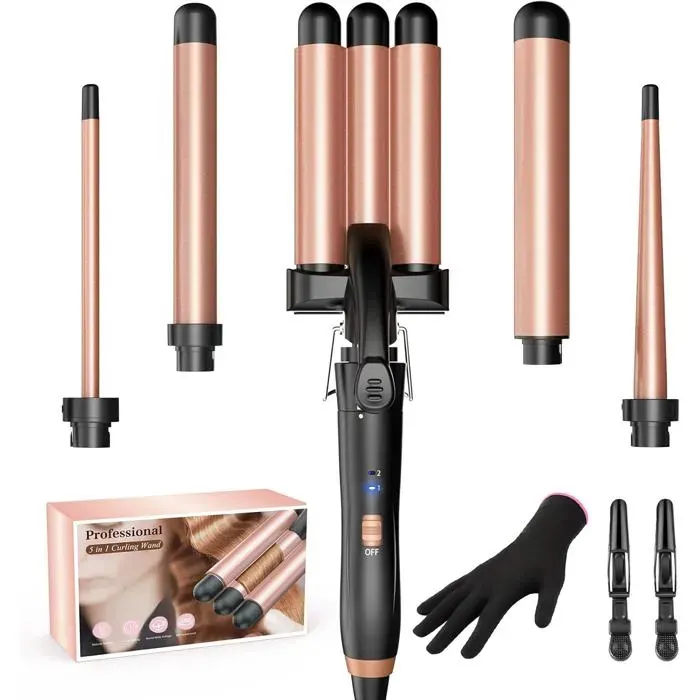 FLEUVE - Fers à boucler - 3 têtes 22mm céramique 2 températures chauffe rapide cheveux longs et courts