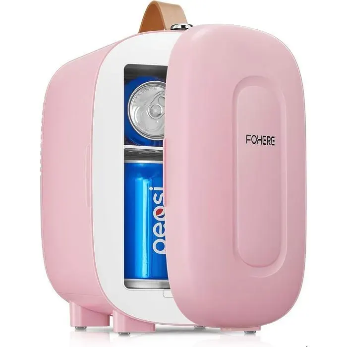 FOHERE Mini Frigo 5L réfrigérateur multifonction compact pour cosmétiques/boissons alimentation USB/220V/12V portable (rose).