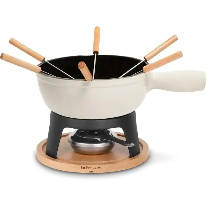 Fondue en fonte émaillée - LA FONDERIE 1890 - MONT BLANC - 18 L - 6 personnes - Beige