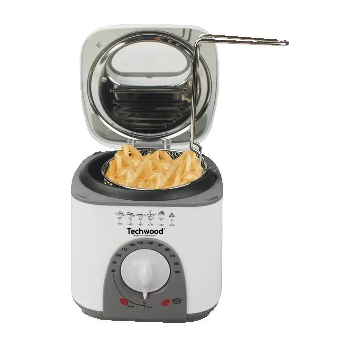Fondue/Friteuse 1 L - Techwood TFF-81 - Puissance 950W - thermostat réglable de 80 à 190°C - Panier à friture-poignée détachable