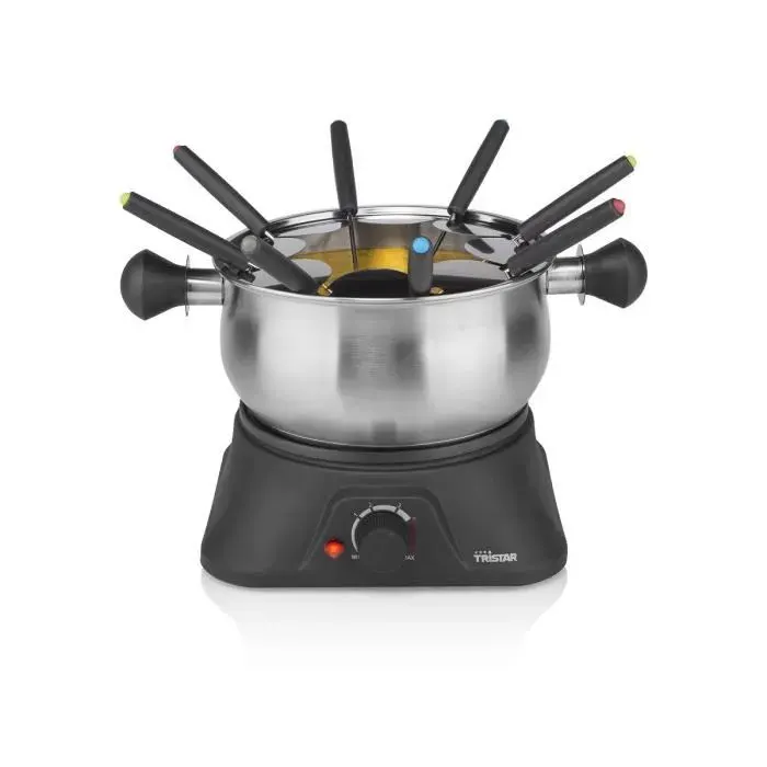 Fondue - TRISTAR - FO-1106 - 1400W - 8 personnes - 1.3L - Noir et inox - Thermostat réglable