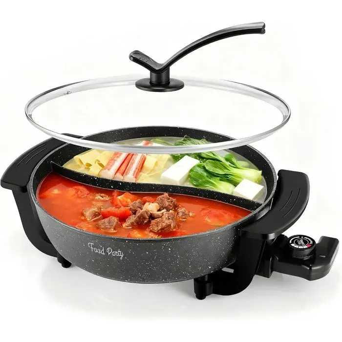 Food Party Appareil Fondue Chino Hot Pot Electrique 6L 220V 1200W Shabu Shabu Hotpot Avec Div Ur Wok Electrique[AA312]
