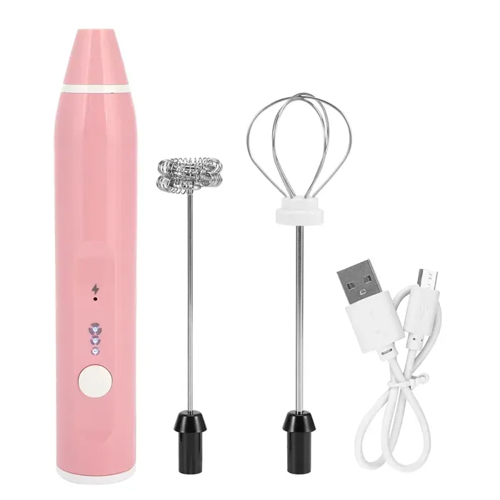 Fouet électrique miniature USB rose mousseur à lait pour café et chocolat portable léger et rechargeable usage domestique