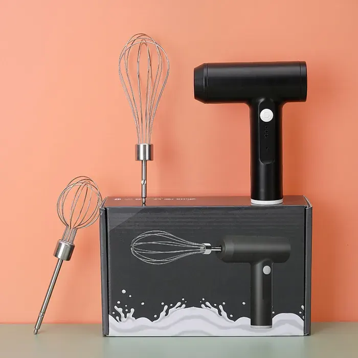 Fouet Électrique Sans Fil 3-en-1 2 Batteurs 2 Vitesses pour Cuisson Gâteau Œuf Lait Café