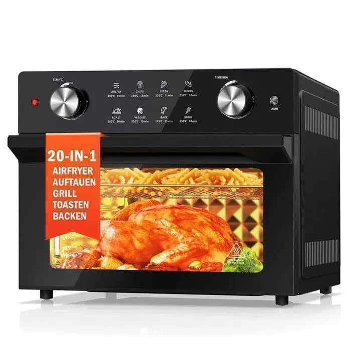 Four à convection (mini four) - AZMSARY - 30L - Air chaud 360° - Temp. 100–230°C - Cavité et plateaux en acier inoxydable