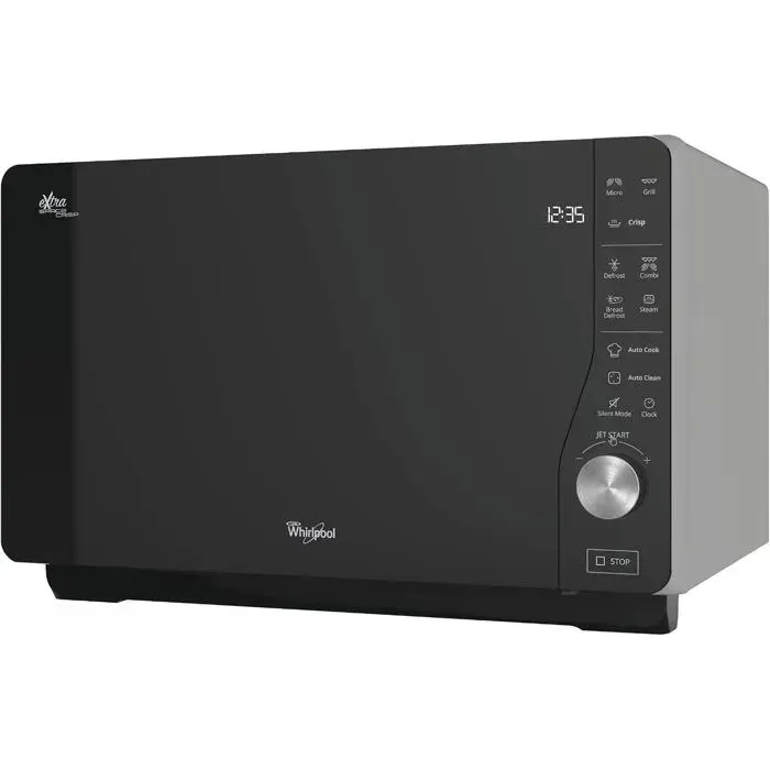 Four à micro-ondes argent avec grill - Whirlpool - 25 litres - 800 W - Fonctions Crisp et Steam - Technologie Full Flat