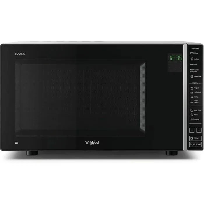 Four à micro-ondes argent/noir - Whirlpool - 30 l - Auto Cook 29 recettes - Fonction yaourt - Soft/Melt - Dough Raising