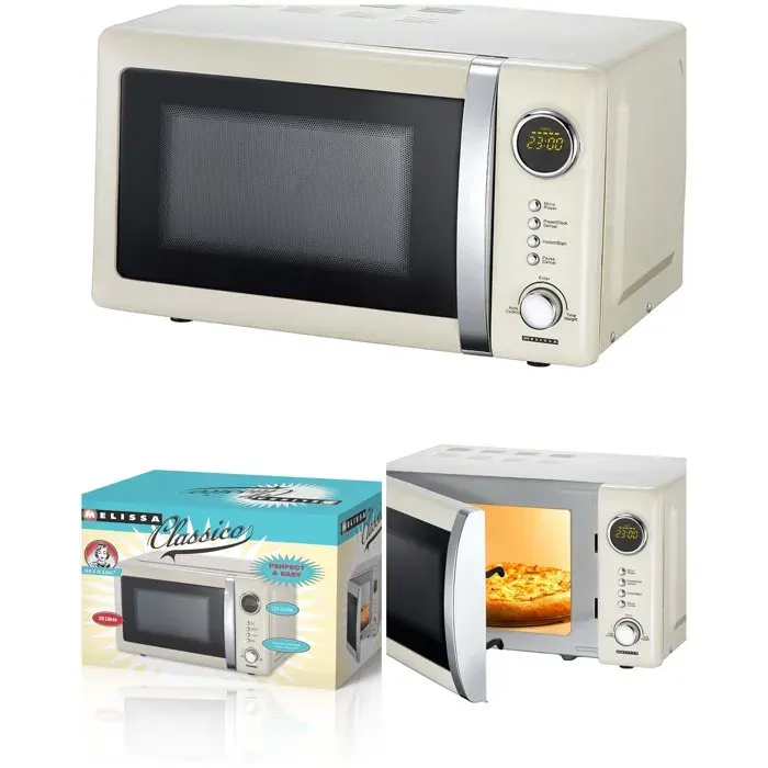 Four à Micro-ondes Beige Vintage - Métallique - 20L - 700W - 5 Programmes Automatiques
