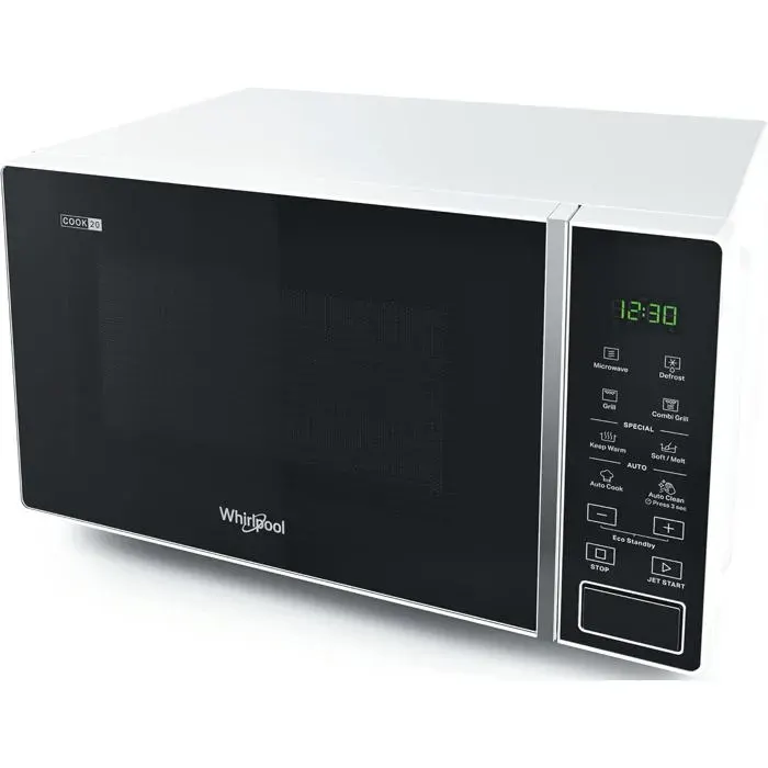Four à micro-ondes blanc avec grill - Whirlpool - 20 litres - Grill à quartz - Autocook - Fonction yaourt - Jet Start — coloris Blanche