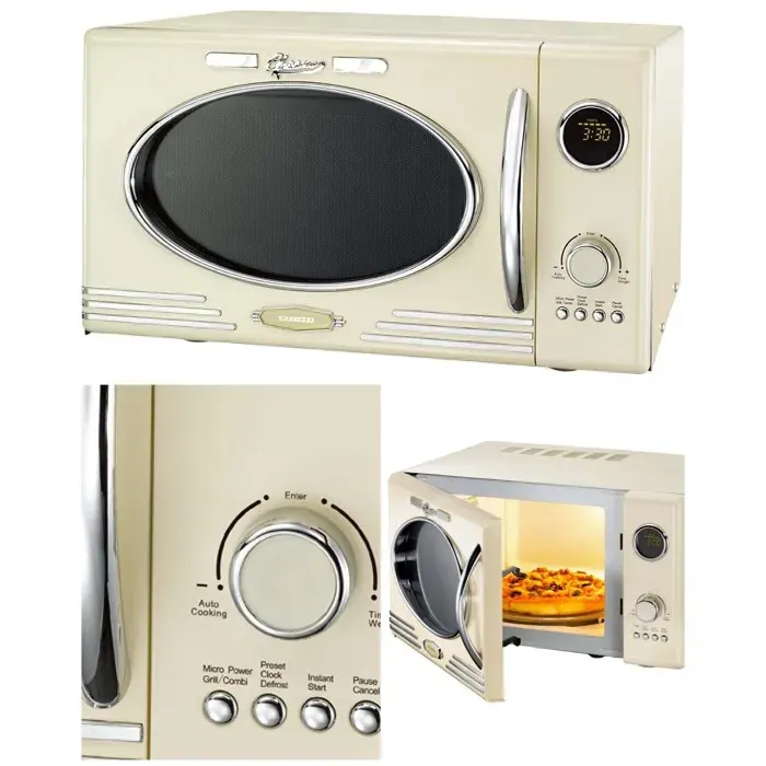 Four à Micro-ondes - MELISSA - Vintage - 23L - 800W - 12 Programmes Automatiques
