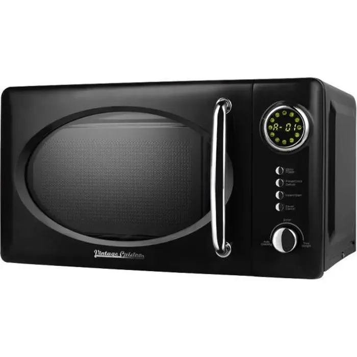 FOUR À MICRO-ONDES RÉTRO VINTAGE CUISINE AVEC AFFICHAGE - NOIR