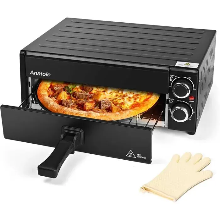 Four À Pizza Électrique 12 Po 1800W Appareil Pizza Interieur Temps Température Réglable Pizza Oven Multifonctionnel Avec Gri[PE642]