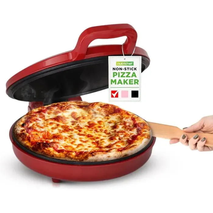 Four À Pizza Électrique 1500W - Appareil De Cuisson Antiadhésif Ø30 Cm - Idéal Pour Pizza Maison Pain Grillé Œufs Crêpes[PE45]