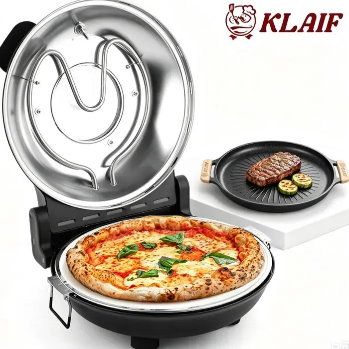 Four à pizza électrique KLAIF à double zone avec 2 plaques de cuisson interchangeables