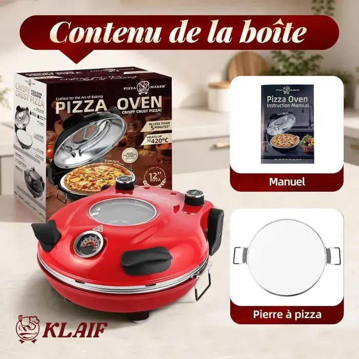 Four à pizza électrique KLAIF LM 1 200W Rouge