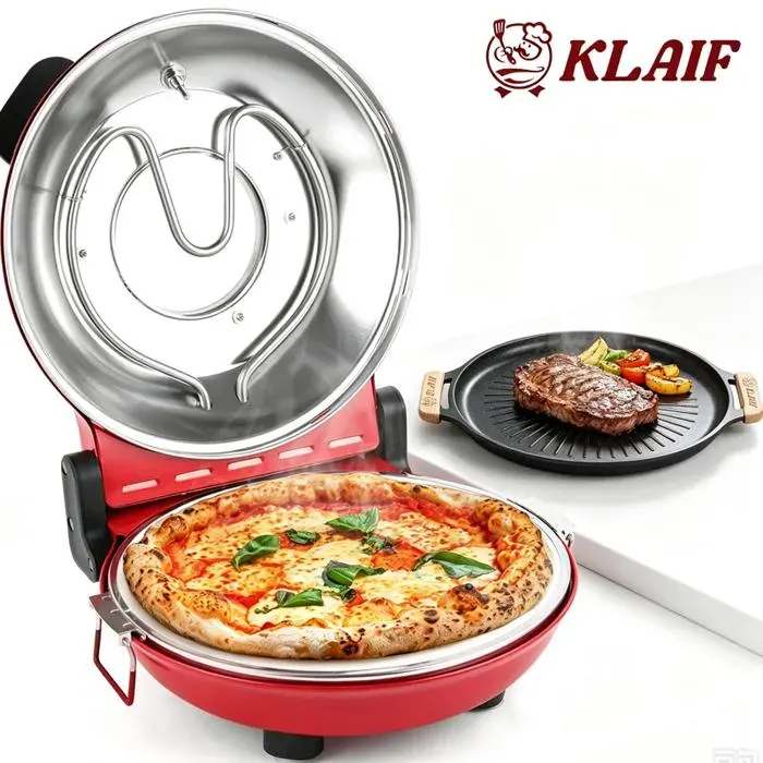 Four à pizza électrique KLAIF Red grill 2-en-1 avec plaques interchangeables