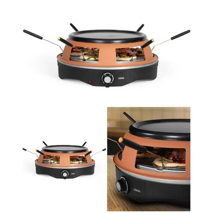 Four à pizza électrique - LIVOO - 6 personnes - 1200W - Thermostat réglable - Plateau antiadhésif Ø26 cm — coloris Noir