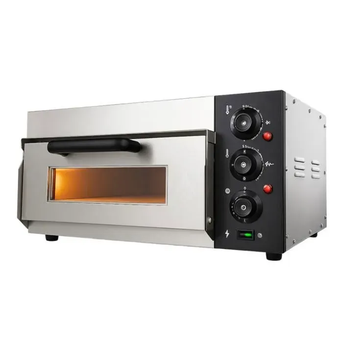 Four à pizza électrique - Modèle professionnel inox 40 cm - Pierre réfractaire 400x400 mm - 2000W - 350°C
