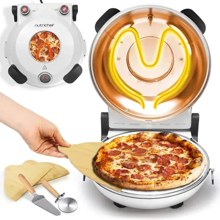 Four À Pizza Électrique Pierre À Pizza Ø30 Cm Avec Thermostat Et Thermomètre Chauffe JusquÀ 425°C Cuisson Rapide Fenê[PE435]