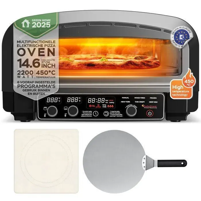 Four à pizza électrique - TURBOTRONIC - PO14 - 2200 W - 400 °C - Pizza jusquà 37 cm