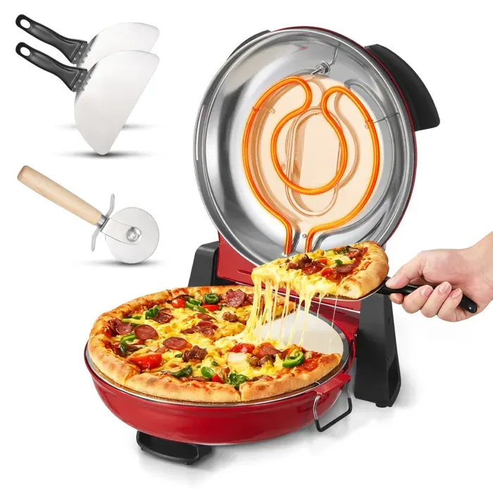 Four à pizza électrique - VEVOR - QL36WT - 1200 W - Temp. max 420°C - 5 niveaux — coloris Rouge