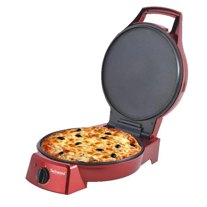 Four à Pizza et tartes ROUGE avec Grill Plancha Revêtement Pierre antiadhésif Coloris Rouge