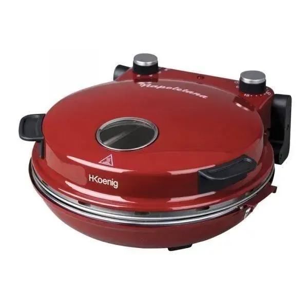 Four à pizza HKOENIG - NAPL350 - Plaque Cuisson 32cm - Température jusquà 350°C - Rouge - 1200 W